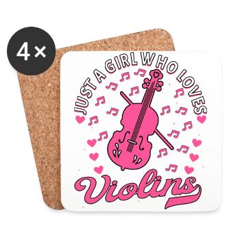 Violine Musik Geige Violinspieler Musikerin - Untersetzer (4er-Set) - Weiß - Vorne