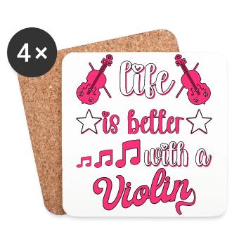 Violine Musik Geige Violinspieler Musikerin - Untersetzer (4er-Set) - Weiß - Vorne