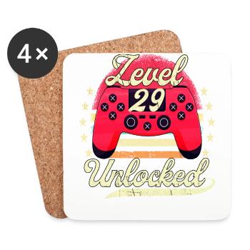 Level 29 Unlocked Männer Gamer Geburtstag Level - Untersetzer (4er-Set) - Weiß - Vorne
