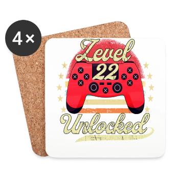 Niveau 22 Débloqué Niveau d’anniversaire du joueur masculin - Dessous de verre (lot de 4) - blanc - Devant