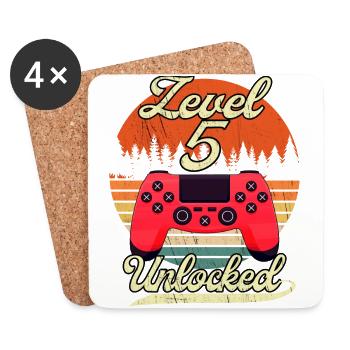 Level 5 Unlocked Boys Girl Birthday - Coasters (set of 4) - white - Front