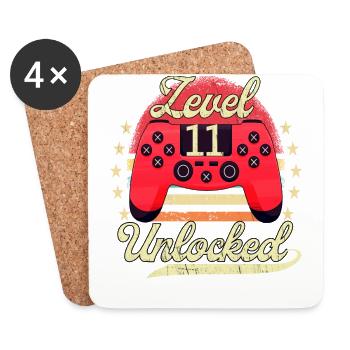 Level 11 Unlocked Teenager Video Gamer 11. - Untersetzer (4er-Set) - Weiß - Vorne