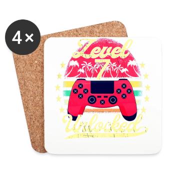 Level 7 Unlocked Gaming Boys Girls Gamer 7. - Coasters (set of 4) - white - Front