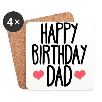 Geburtstag Vater Happy Birthday - Untersetzer (4er-Set) - Weiß - Vorne