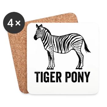 Drôle de poney tigre zèbre - Dessous de verre (lot de 4) - blanc - Devant