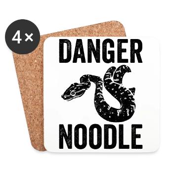 Drôle de nouille de danger serpent - Dessous de verre (lot de 4) - blanc - Devant