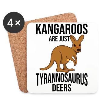 Les kangourous drôles ne sont que des cerfs Tyrannosaurus - Dessous de verre (lot de 4) - blanc - Devant