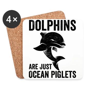 Les drôles de dauphins ne sont que des cobayes - Dessous de verre (lot de 4) - blanc - Devant