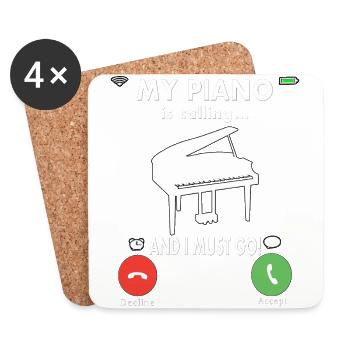 Pianiste Pianiste Piano - Dessous de verre (lot de 4) - blanc - Devant