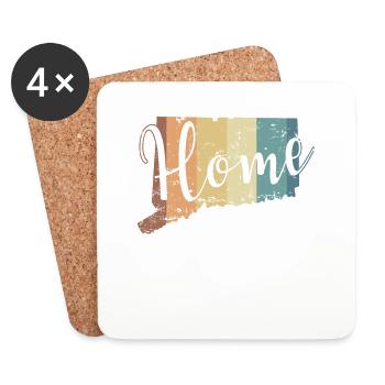 Connecticut Home Map Outline USA America - Coasters (set of 4) - white - Front