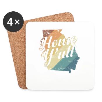 Georgia Home Y’all USA Amérique - Dessous de verre (lot de 4) - blanc - Devant