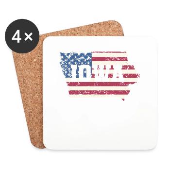 Iowa USA flag sur la carte USA Amérique - Dessous de verre (lot de 4) - blanc - Devant