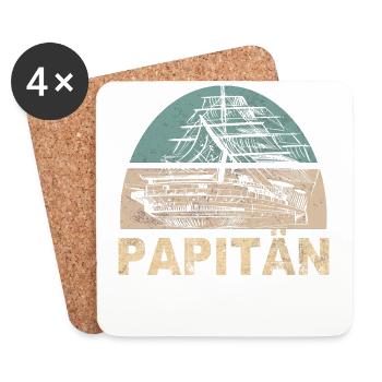 Papitän Vater Papa Kapitän Retro Anker Vatertag - Untersetzer (4er-Set) - Weiß - Vorne