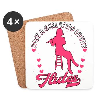 Flûtiste Joueur de flûte - Dessous de verre (lot de 4) - blanc - Devant