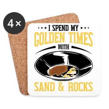 Funny gold panners Prospectors rummage in "On" mode - Coasters (set of 4) - white - Front