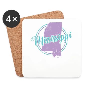 Mississippi Map USA America - Coasters (set of 4) - white - Front