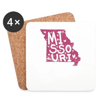 Missouri Map Outline USA America - Coasters (set of 4) - white - Front