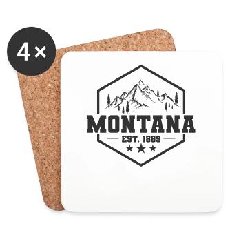 Montana Est. 1889 USA America State - Coasters (set of 4) - white - Front