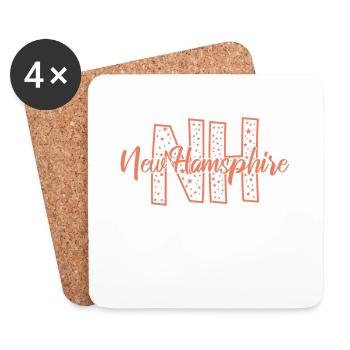 New Hampshire NH letter USA America - Coasters (set of 4) - white - Front