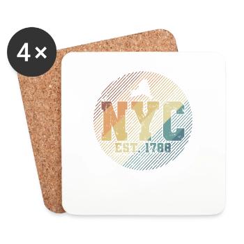New York NYC Est. 1788 USA America - Coasters (set of 4) - white - Front