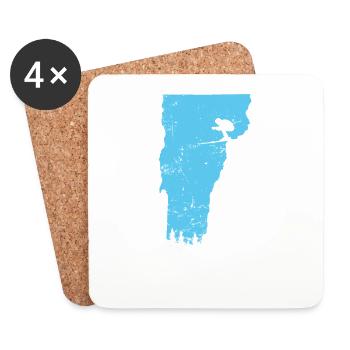 Vermont Map Outline Skiing USA America - Coasters (set of 4) - white - Front