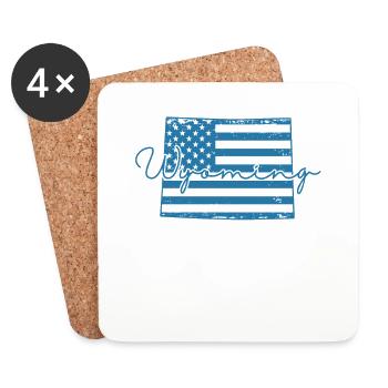 Wyoming USA Flagge in Karte Amerika - Untersetzer (4er-Set) - Weiß - Vorne