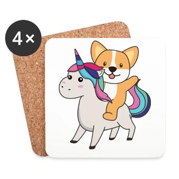 Corgi Licorne Animaux mignons Licorne Chiens - Dessous de verre (lot de 4) - blanc - Devant