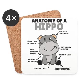 sweet Hippo explanation Anatomy of an Hippo - Coasters (set of 4) - white - Front