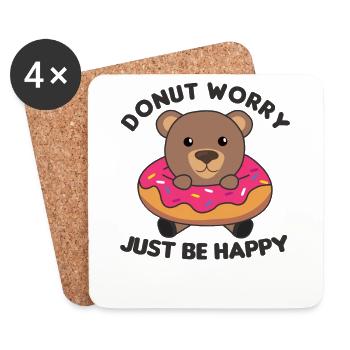 Süßer Bär lustige Tiere in Donut pink - Untersetzer (4er-Set) - Weiß - Vorne