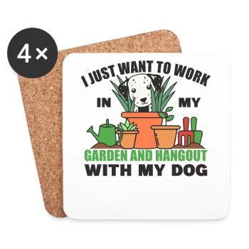 Working in the garden and hanging out with the dog - Coasters (set of 4) - white - Front