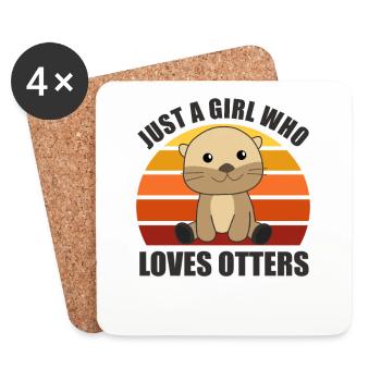 Seulement une fille qui aime la loutre - loutre douce - Dessous de verre (lot de 4) - blanc - Devant