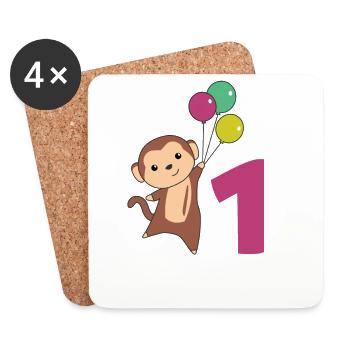 Monkey First Birthday Balloons Monkeys Children - Coasters (set of 4) - white - Front