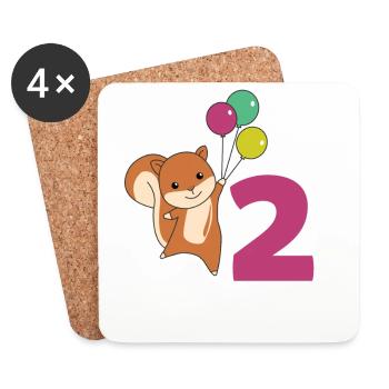 Eichhörnchen zweiter Geburtstag Luftballons Kinder - Untersetzer (4er-Set) - Weiß - Vorne