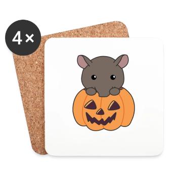 tapir in pumpkin sweet tapire happy halloween - Coasters (set of 4) - white - Front