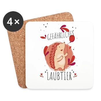 Gefährliches Laubtier Igel - Untersetzer (4er-Set) - Weiß - Vorne