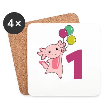 Axololt first birthday balloons for children - Coasters (set of 4) - white - Front