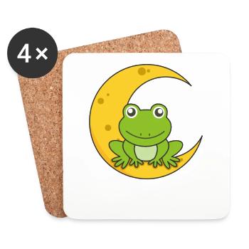 Moon frog cute animals for children for the night - Coasters (set of 4) - white - Front