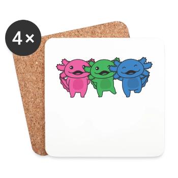 Drapeau polysexuel Gay Pride LGBTQ Axolotl - Dessous de verre (lot de 4) - blanc - Devant