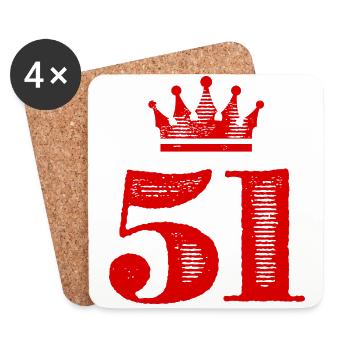 51 Zahl Krone - Untersetzer (4er-Set) - Weiß - Vorne