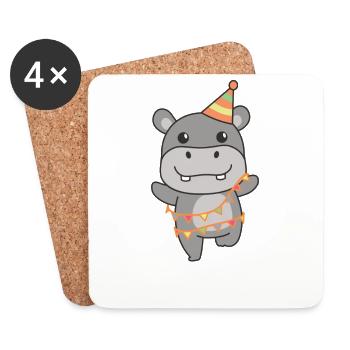 Flusspferd zum Geburtstag für Kinder ein Geschenk - Untersetzer (4er-Set) - Weiß - Vorne