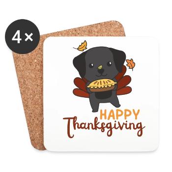 thanksgiving day outfits turkey Labrador with pie - Coasters (set of 4) - white - Front