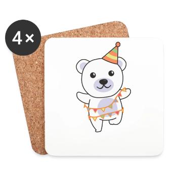 Ours polaire pour un anniversaire pour les enfants un anniversaire - Dessous de verre (lot de 4) - blanc - Devant