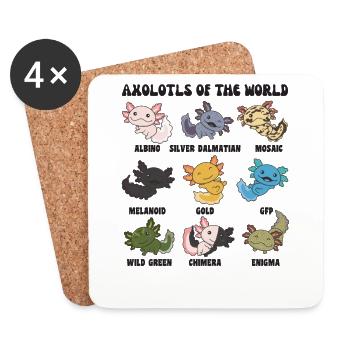 Axolotls du monde animaux mignons Axolotl espèces - Dessous de verre (lot de 4) - blanc - Devant