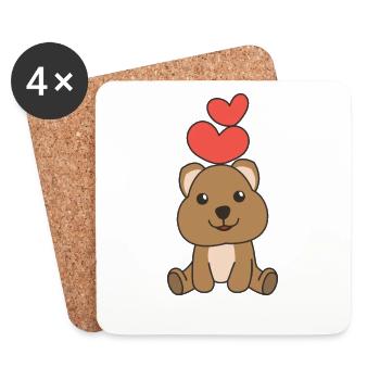 Quokka zum Valentinstag süße Tiere mit Herzen - Untersetzer (4er-Set) - Weiß - Vorne