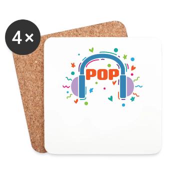 Musique pop avec écouteurs Singer Stars - Dessous de verre (lot de 4) - blanc - Devant