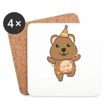 Quokka zum Geburtstag für Kinder ein Geschenk - Untersetzer (4er-Set) - Weiß - Vorne