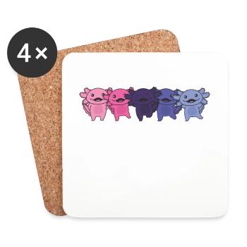 Drapeau omnisexuel Gay Pride LGBTQ Axolotl - Dessous de verre (lot de 4) - blanc - Devant