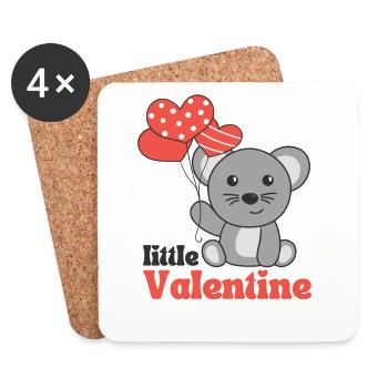 Maus zum Valentinstag little Valentine - Untersetzer (4er-Set) - Weiß - Vorne