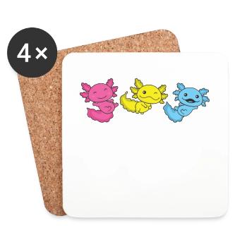 Pansexual Flag Pride LGBTQ Axolotl - Dessous de verre (lot de 4) - blanc - Devant