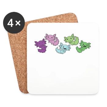 Toric Flag Pride LGBTQ Axolotl - Dessous de verre (lot de 4) - blanc - Devant